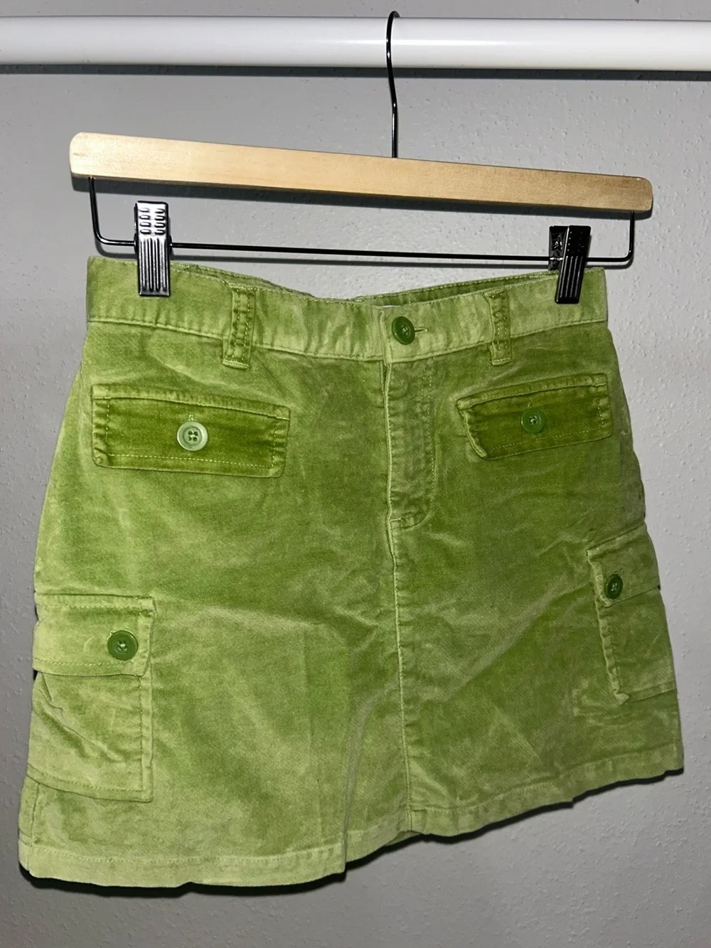GAP Olive Green Corduroy Cargo Mini Skirt